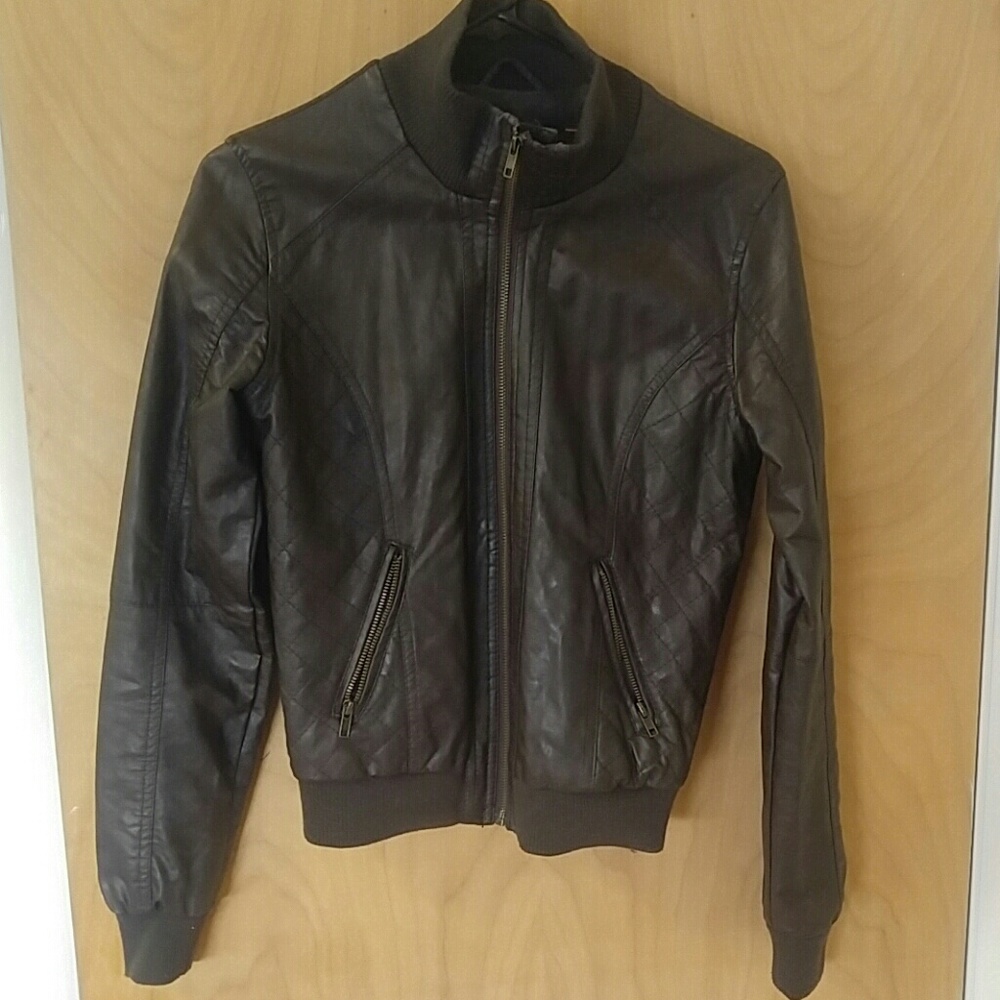Faux leather bomber